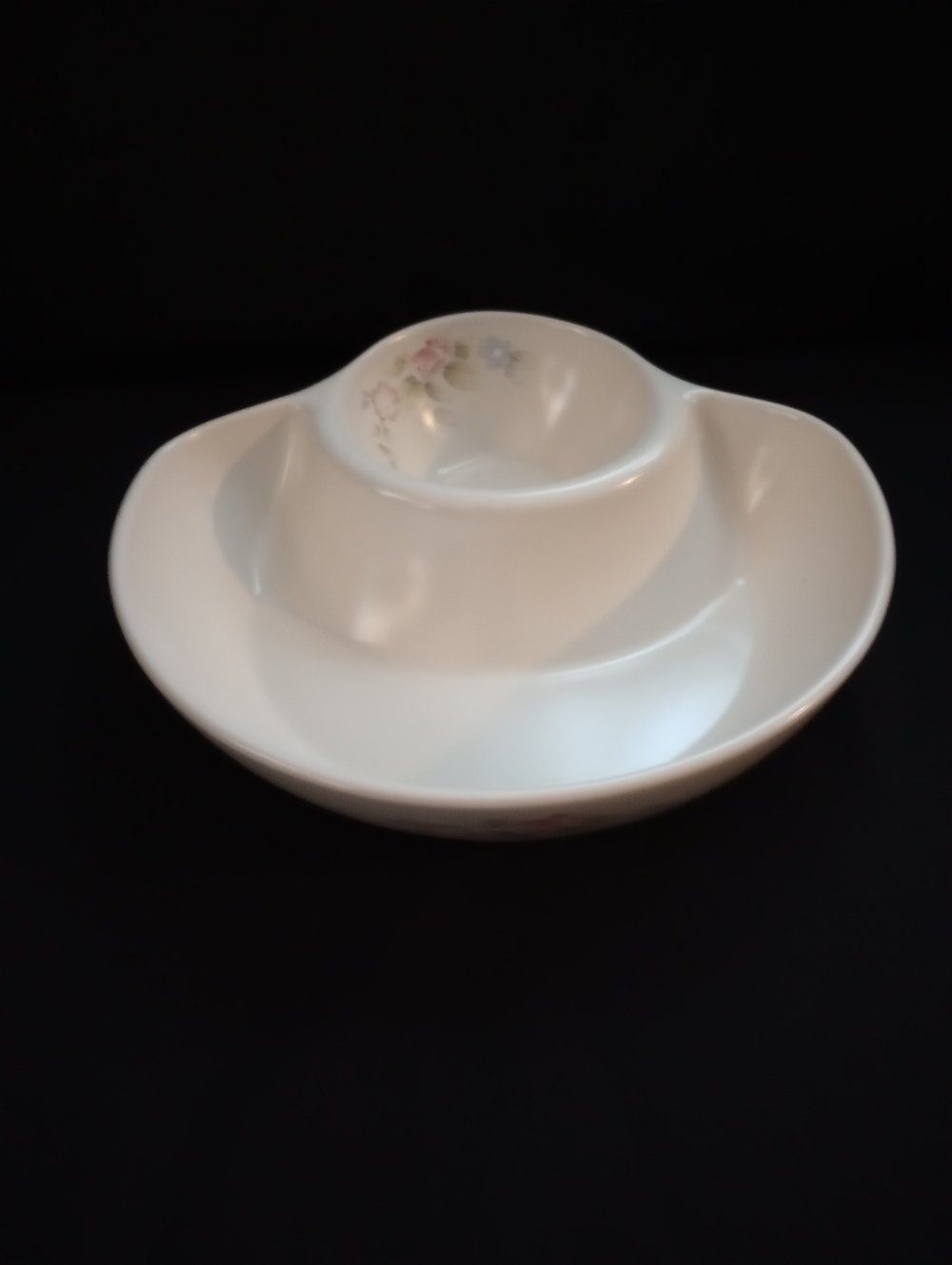 Pfaltzgraff Tea Rose Divided Serving Bowl with Dip Well